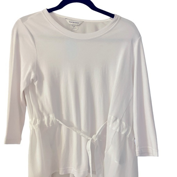 Club Monaco White 3/4 Sleeve Bohemian Tie Waist weekend top in size S - Picture 2 of 8